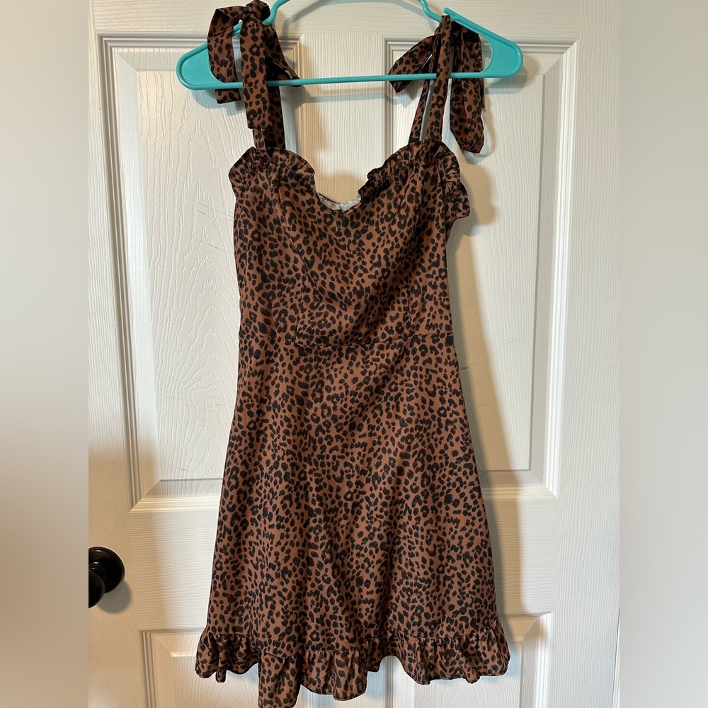 SHEIN Leopard Print Ruffled Dress